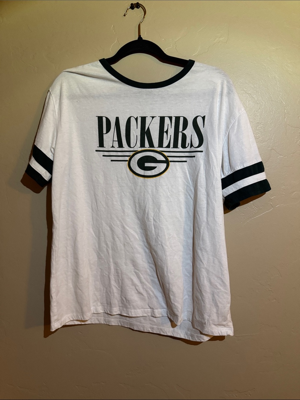 Green Bay Packers White Ringer Jersey Tee
